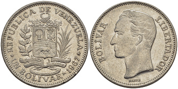 Венесуэла 1 боливар 1967 Симон Боливар KM 42 никель 31-523