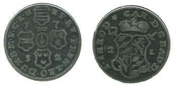 АВСТРИЙСКИЕ НИДЕРЛАНДЫ ЛИИГЕ 2 ЛИАРДА 1752 KM 158 медь 503-431