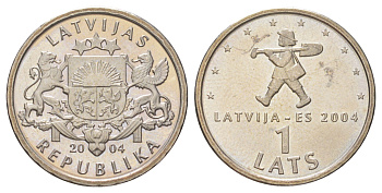 Латвия 1 лат 2004 Мальчик с пальчик KM 61 медно-никель UNC 4617-668