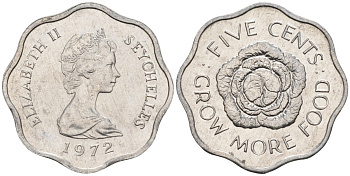 Сейшельские острова 5 центов 1972 FAO, цветок, Елизавета II KM 18 алюминий UNC 4588-649