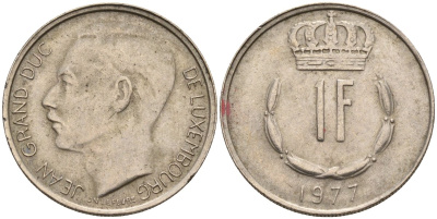Люксембург 1 франк 1977 Герцог Жан (1964-1999) KM 55 медно-никель 4143-1242