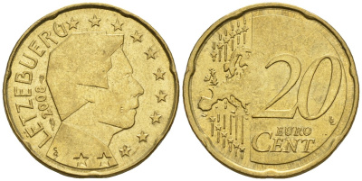 Люксембург 20 евроцентов 2008 KM 79 нордик 4148-734