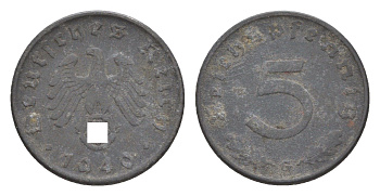 Германия 5 рейхспфеннигов 1940 G KM 100, J. 370 цинк 4636-137