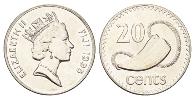 Фиджи 20 центов 1995 KM 53a сталь плакированная никелем UNC 4666-537