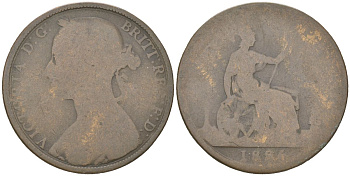 Великобритания 1 пенни 1886 Виктория (1837-1901) KM 755, Spink 3954 бронза 221-1144