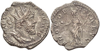 Римская Империя (императоры в Галлии) антониниан 260 - 269 Постум. IMP C POSTVMVS P F AVG / PROVIDENTIA AVG, Провиденция, держащая скипетр и сферу, Колония Агриппины, Good Very fine RIC 323 биллон 1073-13-66