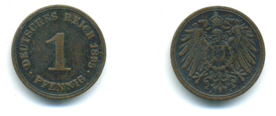 ГЕРМАНИЯ 1 ПФЕННИГ 1895 А KM 10, J. 10 медь 4383-412