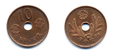 ФИНЛЯНДИЯ 10 ПЕННИ 1943 KM 33.1 медь 51-5033