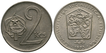 Чехословакия 2 кроны 1973 KM 75 медно-никель 84-542
