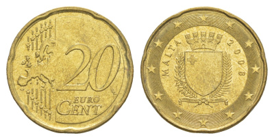 Мальта 20 евроцентов 2008 F KM 129 нордик 4514-1147