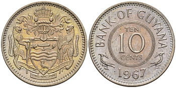 Гайана 10 центов 1967 KM 33 медно-никель 4154-141