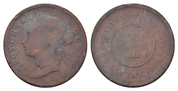 Стрейтс-Сетлментс (Стрейтс Сетлментс) 1 цент 1889 Виктория (1837-1901) KM 16 бронза 4662-441