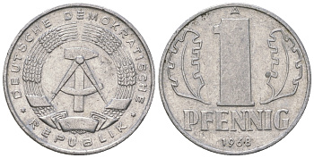 ГДР 1 пфенниг 1968 А КМ 8.1 алюминий 3458-317