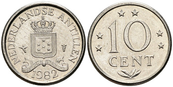 Нидерландские Антилы 10 центов 1982 Беатрикс (1980-2013) KM 10 никель 4585-961