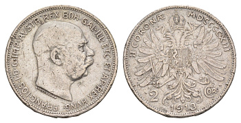 Австрия 2 кроны 1913 Франц Иосиф I (1848-1916) KM 2821 серебро 4654-947