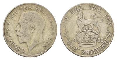 Великобритания 1 шиллинг 1922 Георг V (1910-1936) KM 816a, Spink 4023А серебро 4116-1121