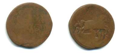 РОССИЯ 1 КОПЕЙКА 1758 медь 61-237