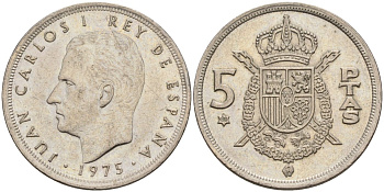 Испания 5 песет 1975 (80) Хуан Карлос I (1975-2014) KM 807 медно-никель 4155-721
