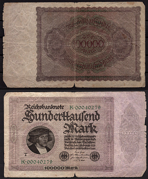 Германия 100000 марок 1923 Кауфман (Купец) Георг Гиссе (Ганс Гольбейн Младший) Pick 83 b бумага 7547-29-2-1