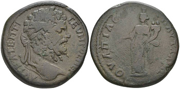 Римская Империя, Провинция Фракия, Павталия АЕ 193 - 211 Септимий Север, бюст императора / Омонойя, богиня Согласия, с рогом Изобилия, 15,69 гр медь 1073-22-43