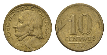 Бразилия 10 сентаво 1948 Жозе Бонифасиу де Андрада и Силва KM 561 алюминиевая бронза 4625-919