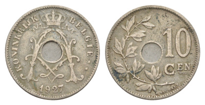 Бельгия 10 сантимов 1927 Belgie, Альберт I (1909-1934) KM 86 медно-никель 4169-613