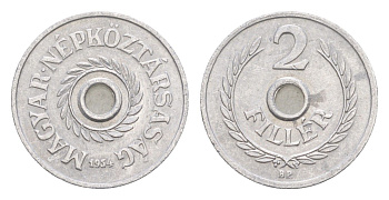 Венгрия 2 филлера 1954 BP KM 546 алюминий 4647-657