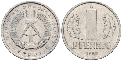 ГДР 1 пфенниг 1985 A KM 8.2 алюминий 75-167