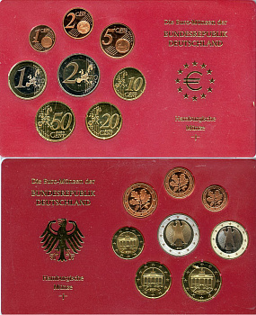 ФРГ государственный евронабор из 8 монет 2004 J KM PS 169   PROOF  8-2-04-05