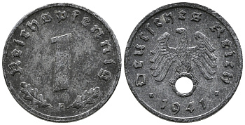 ГЕРМАНИЯ 1 РЕЙХСПФЕННИГ 1941 F KM 97, J. 369 цинк 39-1169