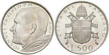 Ватикан 500 лир 1979 Иоанн Павел II (1978-2005) KM 148 серебро UNC 32-644