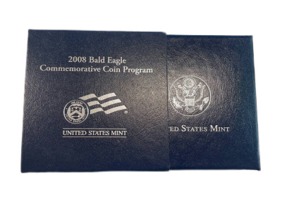 США 1 доллар 2008 P, Белоголовый орлан, оригинальная коробка, сертификат KM 439 серебро  PROOF  3-6-5-23