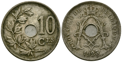 Бельгия 10 сантимов 1923 Belgique KM 85 медно-никель 4172-925
