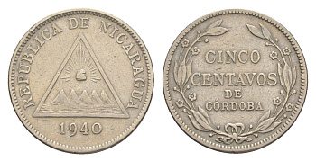 Никарагуа 5 сентаво 1940 KM 12 медно-никель 1528-1232