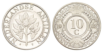 Нидерландские Антильские острова (Нидерландские Антилы) 10 центов 1993 KM 34 сталь плакированная никелем UNC 4625-527