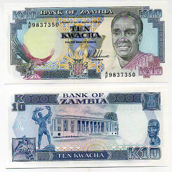 Замбия 10 квач ND (1989-1991) Кеннет Каунда, жираф, подпись Nkhoma Pick 31 a бумага UNC (пресс) 448-23-1