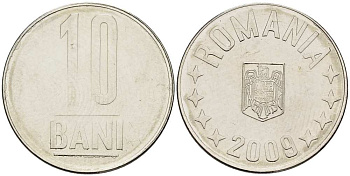 Румыния 10 бань (бани) 2009 KM 191 сталь плакированная никелем 4511-223
