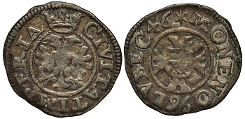 Любек зехлинг (6 пфеннигов) 1646 Behrens 448 серебро 1519-1533