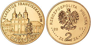 Польша 2 злотых 2011 MW, серия польские города, Познань (Poznan) KM 794 нордик UNC 4676-841