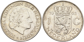 Нидерланды 1 гульден 1965 Юлиана (1948-1980) KM 184 серебро 4126-1152