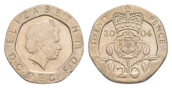 Великобритания 20 пенсов 2004 Елизавета II (1952-2022) KM 990, Spink 4630 (G3) медно-никель 4639-929