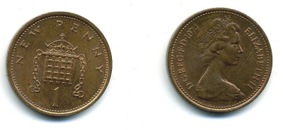 Великобритания 1 пенни 1974 Елизавета II (1952-2022) КМ 915, Spink B1 бронза 4110-754