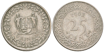 Суринам 25 центов 1962 KM 14 медно-никель 4611-614