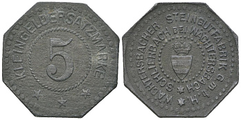Шлирбах (Гессен-Нассау) 5 пфеннигов ND цинк 4563-114