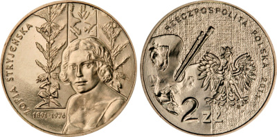Польша 2 злотых 2011 MW, серия художники Польши, София Стриенская (1891-1976) KM 764 нордик UNC 4676-753