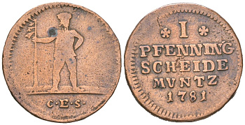 Брауншвейг-Люнебург 1 пфенниг 1781 CES KM 330 медь 4615-313