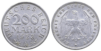 ГЕРМАНИЯ 200 МАРОК 1923 A KM 35, J. 304 алюминий 4380-434