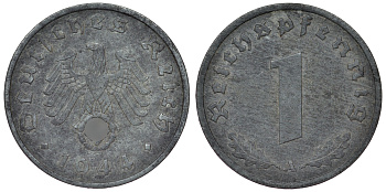 Германия 1 рейхспфенниг 1944 A KM 97, J. 369 цинк 4124-236