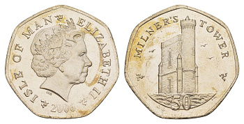 Остров Мэн 50 пенсов 2006 KM 1258 медно-никель BU 1520-713