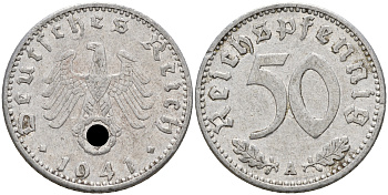 Германия 50 рейхспфеннигов 1941 А KM 96 J. 372 алюминий    4153-246